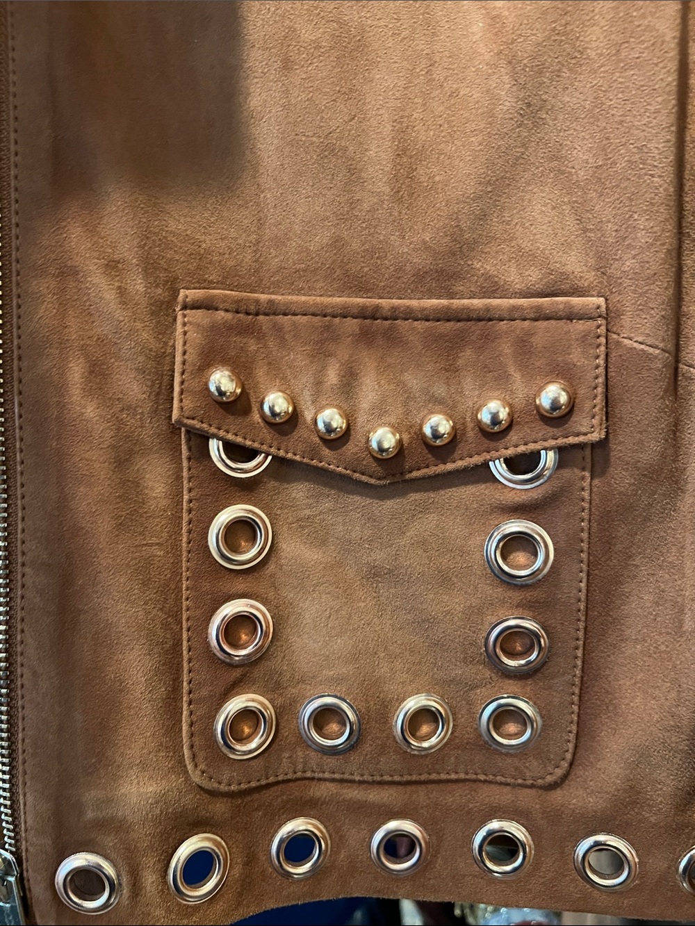 Walter Baker Rust Brown Suede Grommet Pocket Jacket - Picture 9 of 10